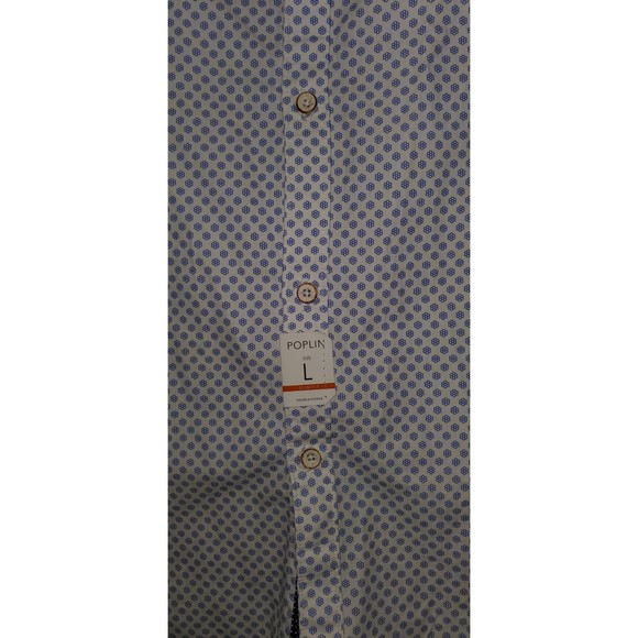 Men's Denim and Flower Short Sleeve Button Down Dress Shirt - Picture 3 of 4